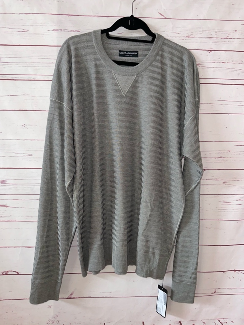 NWT DOLCE & GABBANA Men’s size 48 Textured Silk Sweater Gray BIG TALL READ